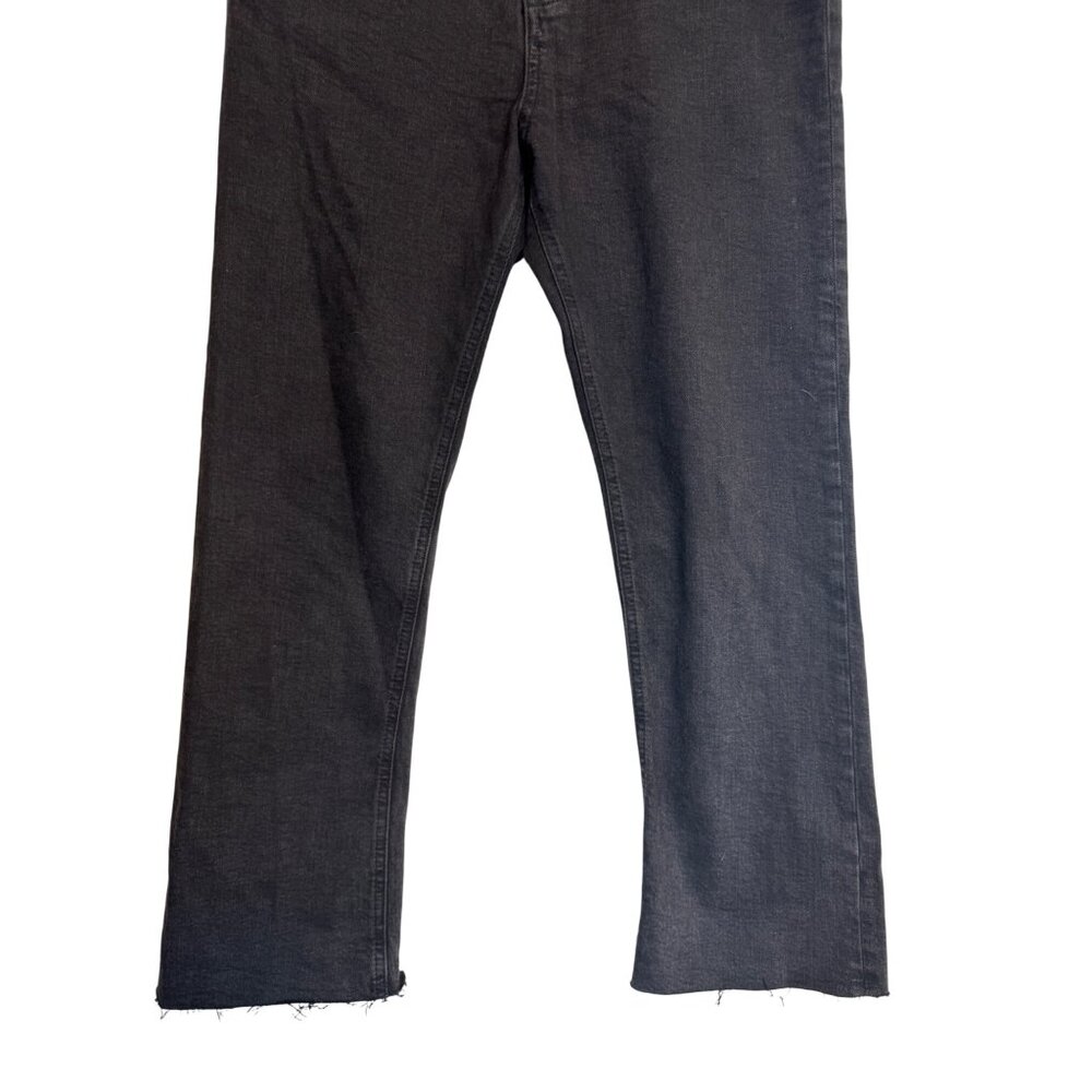 2/$30 ZARA Black Denim 6 The Dreed Flare Jeans Raw Hem & Button Fly - Picture 12 of 14